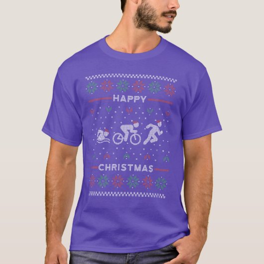 トライアスロン クリスマス アグリーセーター Tシャツ (正面)