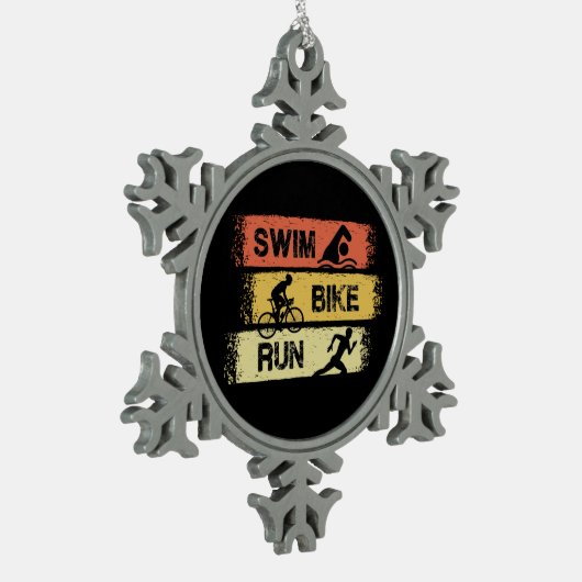 トライアスロン – スイムバイ走 スノーフレークピューターオーナメント (左)