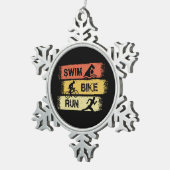 トライアスロン – スイムバイ走 スノーフレークピューターオーナメント (右)