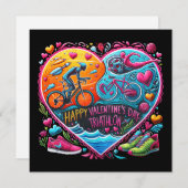 トライアスロン テーマ バレンタインデー クッション ハート型 シーズンカード (正面/裏面)