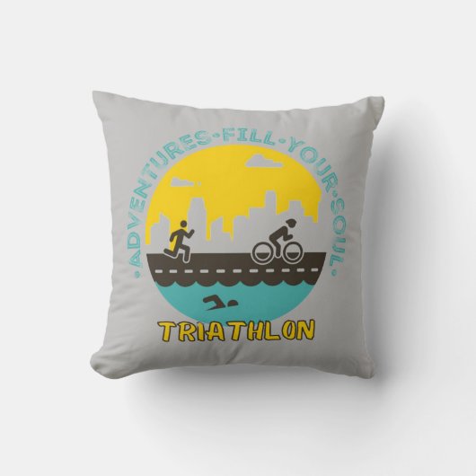 トライアスロン。冒険があなたの魂を満たす クッション (正面)