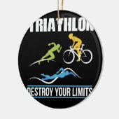 トライアスロン、制限を破走壊し自転車泳ぎ セラミックオーナメント (左)