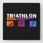 トライアスロン:水泳をマスタリング、バイク走、 スクエア壁時計 (正面)