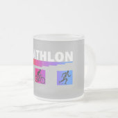 トライアスロン:水泳をマスタリング、バイク走、 フロストグラスマグカップ (正面右)