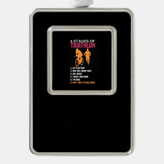 トライアスロン – 6ステージのトライアスロン シルバープレートフレームオーナメント (正面)