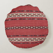 トライアングストライプルキリムIIレッド白黒  ラウンドクッション (裏面)