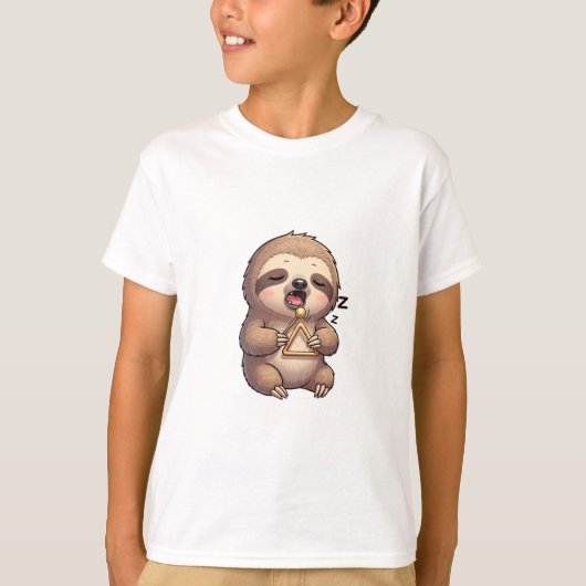トライアングルを持つ眠るナマケモノ 子供 Tシャツ (正面)