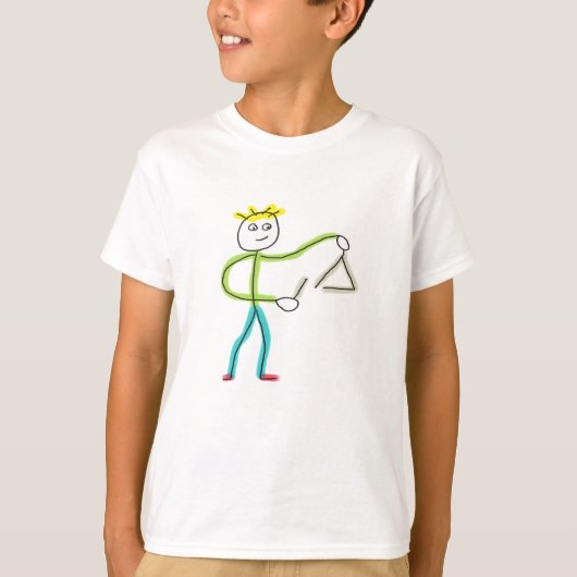 トライアングルを演奏するスティックマン Tシャツ (正面)