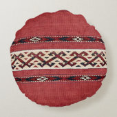 トライアングルストライプキリムレッド白黒 ラウンドクッション (裏面)
