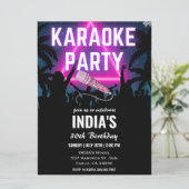 トライアングルネオンカラオケパーティーブラック誕生日 招待状 (スタンド正面)