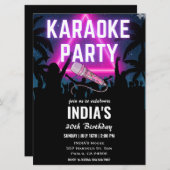 トライアングル ネオン カラオケ パーティー ブラック バースデー 招待状 (正面/裏面)