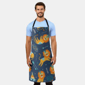 トライオンズ漫画のシームレスなパターン エプロン (着用した状態)