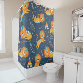 トライオンズ漫画のシームレスなパターン シャワーカーテン (インサイチュ)