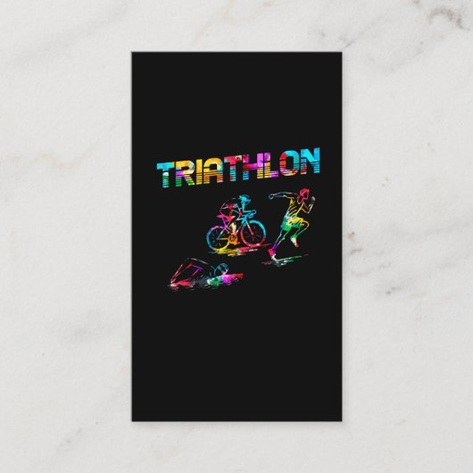 トライカラフルアスロンスイムバイク走アスリートスポーツ 名刺 (正面)