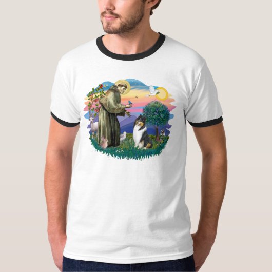 トライカラーのコリー Tシャツ (正面)