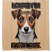 トライカラーのジャックラッセルデジタルアート シャワーカーテン (正面)