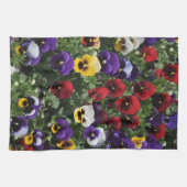 トライカラーのパンジー:開花のカラーの交響曲 キッチンタオル (横)