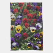 トライカラーのパンジー:開花のカラーの交響曲 キッチンタオル (縦)