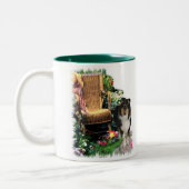 トライカラーのラフなカラーアートギフト ツートーンマグカップ (左)