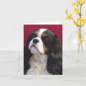 トライカラーカバリエールキングチャールズ空白のノートカード カード (黄色い花)