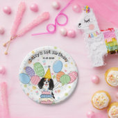 トライカラーカバリヤキングチャールズスパニエル犬誕生日 ペーパープレート (パーティー)