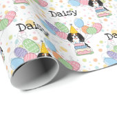 トライカラーカバリヤキングチャールズスパニエル犬誕生日 ラッピングペーパー (ロールコーナー)