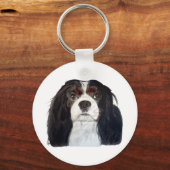 トライカラーカバリヤキングチャールズスパニエル犬2 キーホルダー (正面)