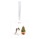 トライカラーキングチャールズスパニエル犬おもしろいクリスマスドッグ キューブオーナメント (右)