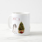 トライカラーキングチャールズスパニエル犬おもしろいクリスマスドッグ コーヒーマグカップ (正面左)