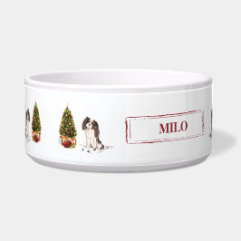 トライカラーキングチャールズスパニエル犬おもしろいクリスマスドッグ ボウル