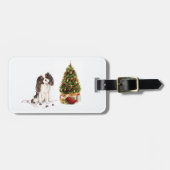 トライカラーキングチャールズスパニエル犬おもしろいクリスマスドッグ ラゲッジタグ (正面横)