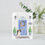 トライカラーキングチャールズスパニエル犬ムービングアナウンス ポストカード (スタンド正面)