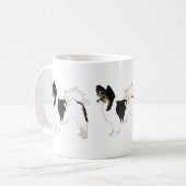 トライカラーパピヨン玩具犬種イラストレーション コーヒーマグカップ (正面左)