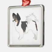トライカラーパピヨン玩具犬種イラストレーション メタルオーナメント (左)