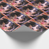 トライカラー縁どコリードッグパーソナライズされた ラッピングペーパー (角)