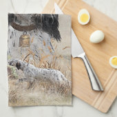 トライカラー英語セッターアート木口料理狩り キッチンタオル (四つ折り)