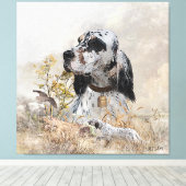 トライカラー英語セッターアート木口料理狩り キャンバスプリント (インサイチュ (ウッドフロア))