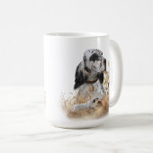 トライカラー英語セッターアート木口料理狩り コーヒーマグカップ (正面右)