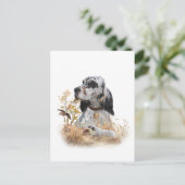 トライカラー英語セッターアート木口料理狩り シーズンポストカード (スタンド正面)