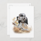 トライカラー英語セッターアート木口料理狩り シーズンポストカード (正面/裏面)