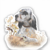 トライカラー英語セッターアート木口料理狩り シール (正面)