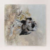 トライカラー英語セッターアート木口料理狩り ジグソーパズル (横)