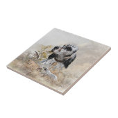 トライカラー英語セッターアート木口料理狩り タイル (側面)