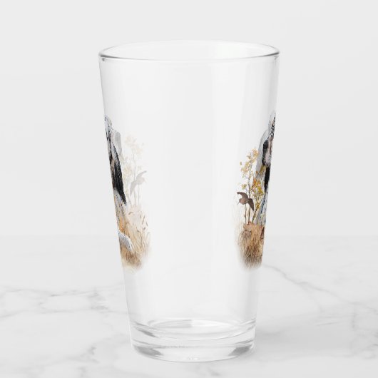 トライカラー英語セッターアート木口料理狩り タンブラーグラス (右)