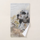 トライカラー英語セッターアート木口料理狩り バスタオルセット (ハンドタオル)