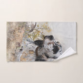 トライカラー英語セッターアート木口料理狩り バスタオルセット (ハンドタオル)