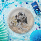 トライカラー英語セッターアート木口料理狩り ペーパープレート (パーティー)