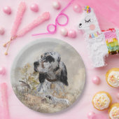 トライカラー英語セッターアート木口料理狩り ペーパープレート (パーティー)