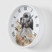 トライカラー英語セッターアート木口料理狩り 壁時計 (傾斜)