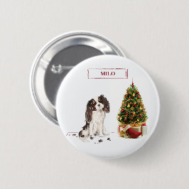 トライカラー キャバリアスパニエル クリスマスの犬の面白いデザイン 缶バッジ
